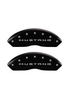 MGP 4 Caliper Covers Engraved Front 15-23/Mustang Engraved Rear 15-23/Bar & Pony Black finish slvr ch