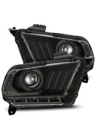 AlphaRex 10-14 Mustang LUXX LED Proj Headlights Plank Style Alpha Blk w/Activ Light/Seq Signal
