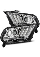 AlphaRex 10-14 Mustang LUXX LED Proj Headlights Plank Style Chrome w/Activ Light/Seq Signal