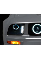 Raxiom 05-09 Ford Mustang w/ Halogen LED Halo Prjctr Headlights-Blk Hsng(Smoked Lens Exclude GT500)